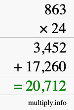 How to calculate 863 times 24 using long multiplication How to calculate 863 times 24 using long multiplication