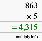 How to calculate 863 times 5 using long multiplication How to calculate 863 times 5 using long multiplication