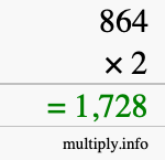 How to calculate 864 times 2 using long multiplication How to calculate 864 times 2 using long multiplication