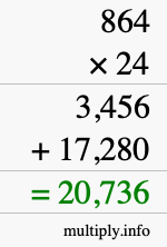 How to calculate 864 times 24 using long multiplication How to calculate 864 times 24 using long multiplication