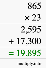 How to calculate 865 times 23 using long multiplication