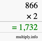 How to calculate 866 times 2 using long multiplication How to calculate 866 times 2 using long multiplication