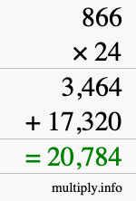 How to calculate 866 times 24 using long multiplication How to calculate 866 times 24 using long multiplication