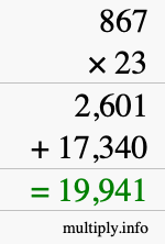 How to calculate 867 times 23 using long multiplication