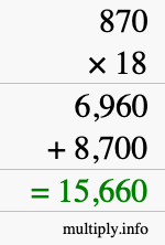 How to calculate 870 times 18 using long multiplication