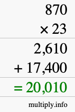 How to calculate 870 times 23 using long multiplication
