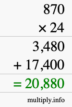 How to calculate 870 times 24 using long multiplication How to calculate 870 times 24 using long multiplication