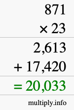 How to calculate 871 times 23 using long multiplication