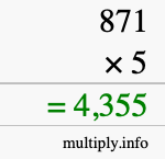 How to calculate 871 times 5 using long multiplication How to calculate 871 times 5 using long multiplication