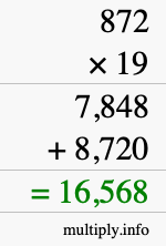 How to calculate 872 times 19 using long multiplication How to calculate 872 times 19 using long multiplication