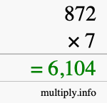 How to calculate 872 times 7 using long multiplication