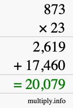 How to calculate 873 times 23 using long multiplication