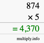 How to calculate 874 times 5 using long multiplication How to calculate 874 times 5 using long multiplication