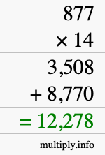 How to calculate 877 times 14 using long multiplication How to calculate 877 times 14 using long multiplication