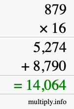 How to calculate 879 times 16 using long multiplication How to calculate 879 times 16 using long multiplication
