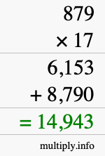 How to calculate 879 times 17 using long multiplication