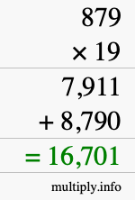 How to calculate 879 times 19 using long multiplication How to calculate 879 times 19 using long multiplication