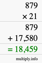 How to calculate 879 times 21 using long multiplication