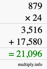 How to calculate 879 times 24 using long multiplication How to calculate 879 times 24 using long multiplication