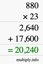 How to calculate 880 times 23 using long multiplication