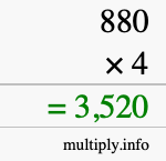 How to calculate 880 times 4 using long multiplication How to calculate 880 times 4 using long multiplication