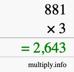 How to calculate 881 times 3 using long multiplication How to calculate 881 times 3 using long multiplication