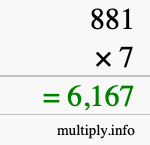 How to calculate 881 times 7 using long multiplication How to calculate 881 times 7 using long multiplication