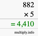 How to calculate 882 times 5 using long multiplication How to calculate 882 times 5 using long multiplication