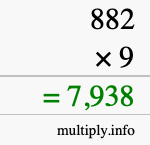 How to calculate 882 times 9 using long multiplication How to calculate 882 times 9 using long multiplication