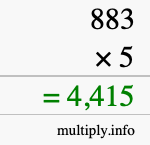 How to calculate 883 times 5 using long multiplication How to calculate 883 times 5 using long multiplication
