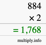 How to calculate 884 times 2 using long multiplication How to calculate 884 times 2 using long multiplication