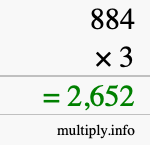 How to calculate 884 times 3 using long multiplication How to calculate 884 times 3 using long multiplication