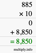 How to calculate 885 times 10 using long multiplication How to calculate 885 times 10 using long multiplication