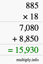How to calculate 885 times 18 using long multiplication