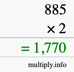 How to calculate 885 times 2 using long multiplication How to calculate 885 times 2 using long multiplication