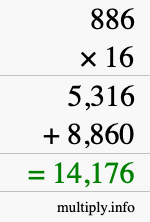 How to calculate 886 times 16 using long multiplication How to calculate 886 times 16 using long multiplication