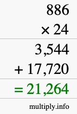 How to calculate 886 times 24 using long multiplication How to calculate 886 times 24 using long multiplication