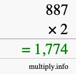 How to calculate 887 times 2 using long multiplication
