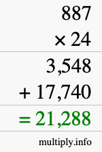 How to calculate 887 times 24 using long multiplication How to calculate 887 times 24 using long multiplication