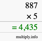 How to calculate 887 times 5 using long multiplication How to calculate 887 times 5 using long multiplication