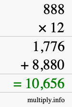 How to calculate 888 times 12 using long multiplication How to calculate 888 times 12 using long multiplication