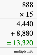 How to calculate 888 times 15 using long multiplication How to calculate 888 times 15 using long multiplication
