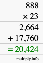How to calculate 888 times 23 using long multiplication