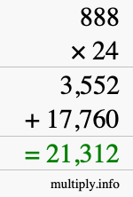 How to calculate 888 times 24 using long multiplication How to calculate 888 times 24 using long multiplication