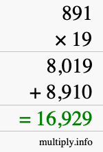 How to calculate 891 times 19 using long multiplication