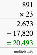 How to calculate 891 times 23 using long multiplication
