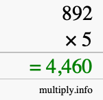 How to calculate 892 times 5 using long multiplication How to calculate 892 times 5 using long multiplication