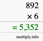 How to calculate 892 times 6 using long multiplication