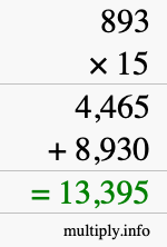 How to calculate 893 times 15 using long multiplication How to calculate 893 times 15 using long multiplication