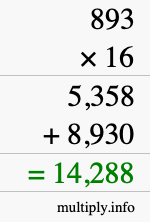 How to calculate 893 times 16 using long multiplication How to calculate 893 times 16 using long multiplication
